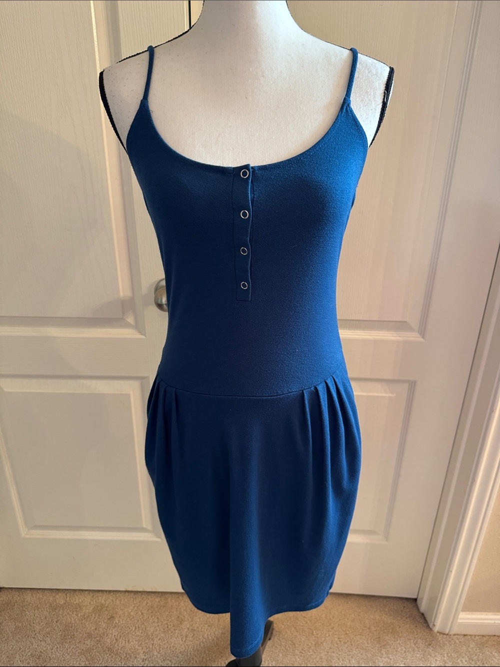 Forever 21 - Blue Scoop Neck Button-Front Tank Dress - Size Large